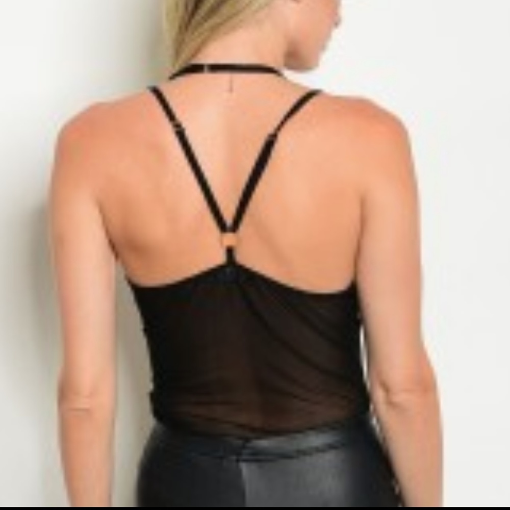 1 Sm ⭐️HP⭐ Sheer Rose Appliqué BodySuit - Picture 6 of 6